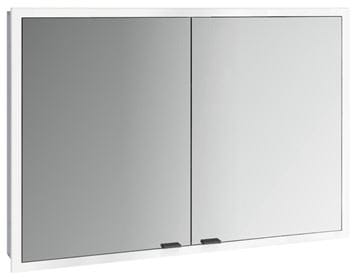 EMCO PRIME SLIM zrcadlová skříňka vestavná 100x70x14,4 cm, osvětlení s regulací stmívání a teploty světla, s vypínačem a el. zásuvkou, černá, zadní stěna zrcadlo