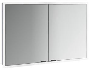 EMCO PRIME SLIM zrcadlová skříňka vestavná 100x70x14,4 cm, osvětlení s regulací stmívání a teploty světla, s vypínačem a el. zásuvkou, černá, zadní stěna zrcadlo