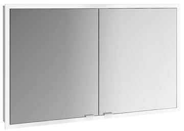 EMCO PRIME SLIM zrcadlová skříňka vestavná 120x70x14,4 cm, osvětlení s regulací stmívání a teploty světla, s vypínačem a el. zásuvkou, hliník, zadní stěna zrcadlo