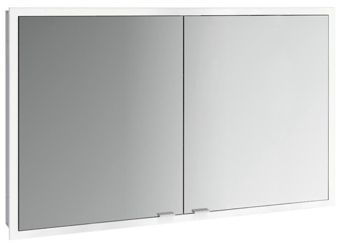 EMCO PRIME SLIM zrcadlová skříňka vestavná 120x70x14,4 cm, osvětlení s regulací stmívání a teploty světla, s vypínačem a el. zásuvkou, hliník, zadní stěna bílé sklo  949708306 Obrázek - Hlavní obrázek