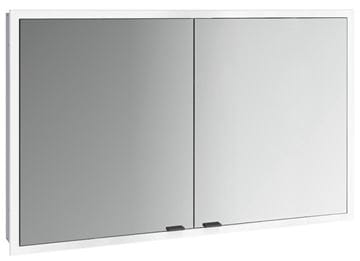 EMCO PRIME SLIM zrcadlová skříňka vestavná 120x70x14,4 cm, osvětlení s regulací stmívání a teploty světla, s vypínačem a el. zásuvkou, černá, zadní stěna zrcadlo