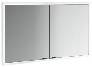 EMCO PRIME SLIM zrcadlová skříňka vestavná 120x70x14,4 cm, osvětlení s regulací stmívání a teploty světla, s vypínačem a el. zásuvkou, černá, zadní stěna bílé sklo 