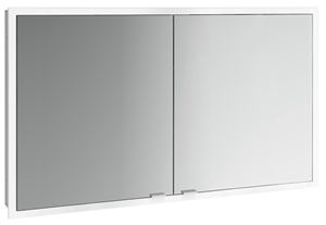 EMCO PRIME SLIM zrcadlová skříňka vestavná 130x70x14,4 cm, osvětlení s regulací stmívání a teploty světla, s vypínačem a el. zásuvkou, hliník, zadní stěna zrcadlo