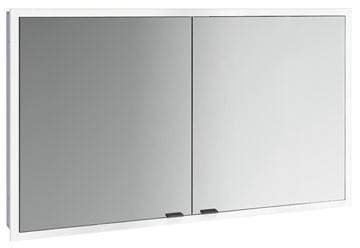 EMCO PRIME SLIM zrcadlová skříňka vestavná 130x70x14,4 cm, osvětlení s regulací stmívání a teploty světla, s vypínačem a el. zásuvkou, černá, zadní stěna zrcadlo