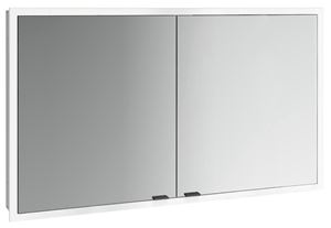 EMCO PRIME SLIM zrcadlová skříňka vestavná 130x70x14,4 cm, osvětlení s regulací stmívání a teploty světla, s vypínačem a el. zásuvkou, černá, zadní stěna zrcadlo