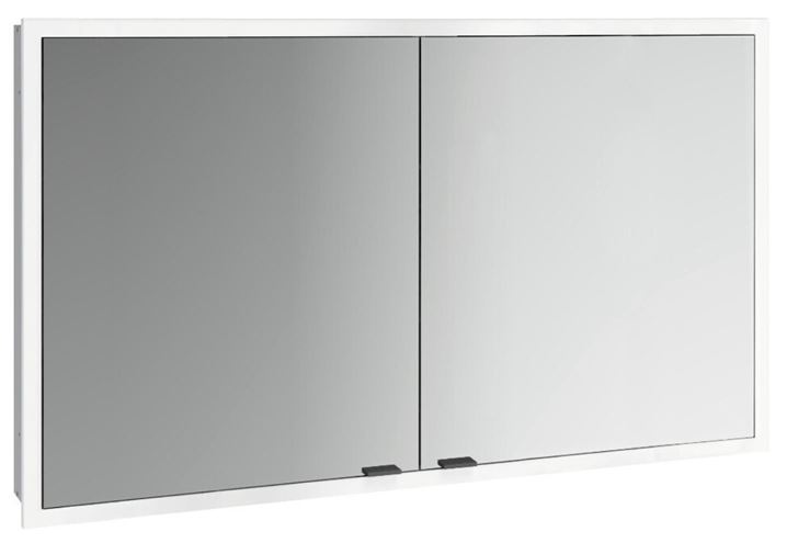 EMCO PRIME SLIM zrcadlová skříňka vestavná 130x70x14,4 cm, osvětlení s regulací stmívání a teploty světla, s vypínačem a el. zásuvkou, černá, zadní stěna bílé sklo  949713607 Obrázek - Hlavní obrázek