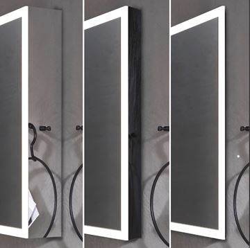 EMCO PRIME SLIM zrcadlová skříňka vestavná 130x70x14,4 cm, osvětlení s regulací stmívání a teploty světla, s vypínačem a el. zásuvkou, černá, zadní stěna bílé sklo  949713607 Obrázek - fotka