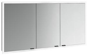 EMCO PRIME SLIM zrcadlová skříňka vestavná 140x70x14,4 cm, osvětlení s regulací stmívání a teploty světla, s vypínačem a el. zásuvkou, černá, zadní stěna bílé sklo