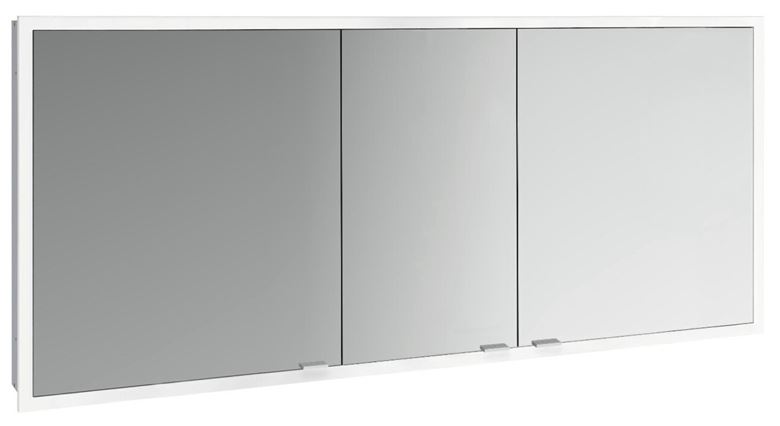 EMCO PRIME SLIM zrcadlová skříňka vestavná 160x70x14,4 cm, osvětlení s regulací stmívání a teploty světla, s vypínačem a el. zásuvkou, hliník, zadní stěna bílé sklo  949708309 Obrázek - Hlavní obrázek