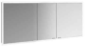 EMCO PRIME SLIM zrcadlová skříňka vestavná 160x70x14,4 cm, osvětlení s regulací stmívání a teploty světla, s vypínačem a el. zásuvkou, hliník, zadní stěna bílé sklo 
