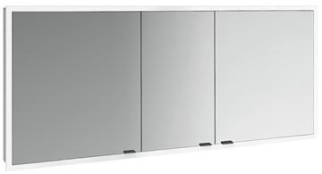 EMCO PRIME SLIM zrcadlová skříňka vestavná 160x70x14,4 cm, osvětlení s regulací stmívání a teploty světla, s vypínačem a el. zásuvkou, černá, zadní stěna bílé sklo 