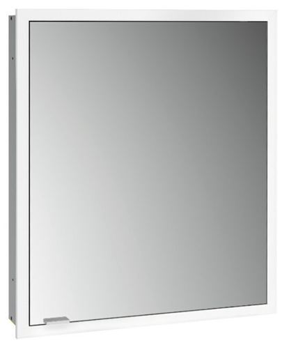 EMCO PRIME SLIM zrcadlová skříňka vestavná 60x70x14,4 cm, osvětlení s regulací stmívání a teploty světla, s vypínačem a el. zásuvkou, panty vpravo, hliník, zadní stěna zrcadlo 949708202 Obrázek - Hlavní obrázek