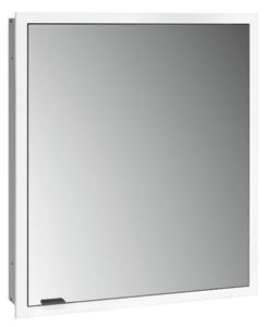 EMCO PRIME SLIM zrcadlová skříňka vestavná 60x70x14,4 cm, osvětlení s regulací stmívání a teploty světla, s vypínačem a el. zásuvkou, panty vpravo, černá, zadní stěna bílé sklo 