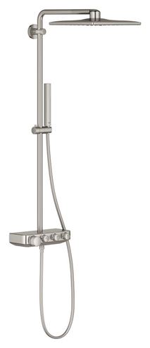 GROHE EUPHORIA SMARTCONTROL SYSTEM 310 CUBE DUO sprchový set s termostatickou baterií, horní sprcha se 2 proudy, Water Saving, ruční sprcha, tyč, hadice, supersteel infiniti 26508DC0 Obrázek - Hlavní obrázek