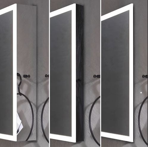 EMCO PRIME SLIM zrcadlová skříňka vestavná 60x70x14,4 cm, osvětlení s regulací stmívání a teploty světla, s vypínačem a el. zásuvkou, panty vlevo, hliník, zadní stěna zrcadlo 949708201 Obrázek - fotka