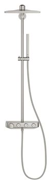 GROHE EUPHORIA SMARTCONTROL SYSTEM 310 CUBE DUO sprchový set s termostatickou baterií, horní sprcha se 2 proudy, Water Saving, ruční sprcha, tyč, hadice, supersteel infiniti 26508DC0 Obrázek - fotka