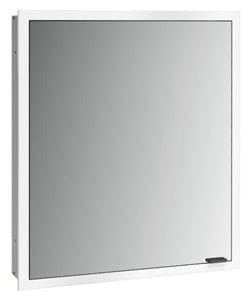 EMCO PRIME SLIM zrcadlová skříňka vestavná 60x70x14,4 cm, osvětlení s regulací stmívání a teploty světla, s vypínačem a el. zásuvkou, panty vlevo, černá, zadní stěna zrcadlo