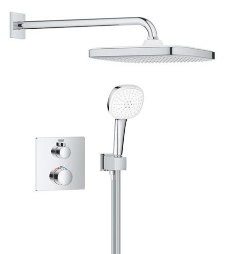 GROHE GROHTHERM sprchový set s podomítkovou termostatickou baterií, horní sprcha, ruční sprcha se 2 proudy, hadice, držák, chrom 1039950000 Obrázek - Hlavní obrázek