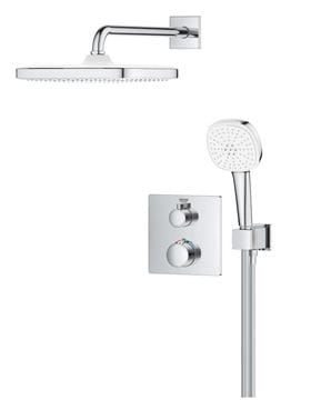 GROHE GROHTHERM sprchový set s podomítkovou termostatickou baterií, horní sprcha, ruční sprcha se 2 proudy, hadice, držák, chrom 1039950000 Obrázek - fotka