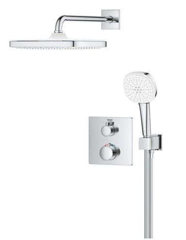 GROHE GROHTHERM sprchový set s podomítkovou termostatickou baterií, horní sprcha, ruční sprcha se 2 proudy, hadice, držák, chrom 1039950000 Obrázek - fotka