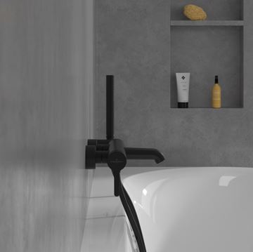 VILLEROY & BOCH SKYLA vanová nástěnná baterie, s přepínačem, matná černá TVS116003000K5 Obrázek - fotka