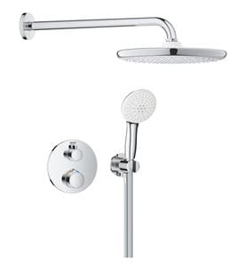 GROHE GROHTHERM sprchový set s podomítkovou termostatickou baterií, horní sprcha, ruční sprcha se 2 proudy, hadice, držák, chrom