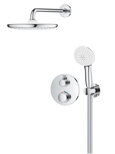 GROHE GROHTHERM sprchový set s podomítkovou termostatickou baterií, horní sprcha, ruční sprcha se 2 proudy, hadice, držák, chrom 1039960000 Obrázek - fotka