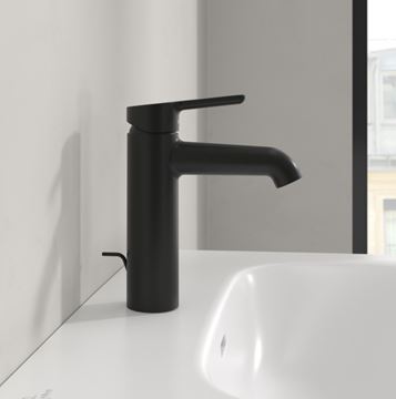 VILLEROY & BOCH SKYLA umyvadlová stojánková baterie, s odtokovou soupravou, matná černá TVW116005000K5 Obrázek - fotka
