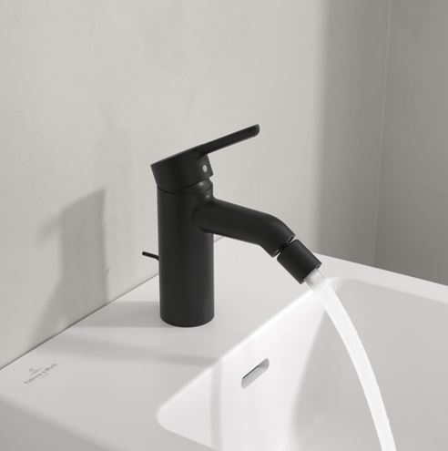 VILLEROY & BOCH SKYLA bidetová stojánková baterie, s odtokovou soupravou, matná černá TVB116001000K5 Obrázek - fotka