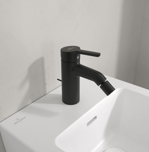 VILLEROY & BOCH SKYLA bidetová stojánková baterie, s odtokovou soupravou, matná černá TVB116001000K5 Obrázek - fotka