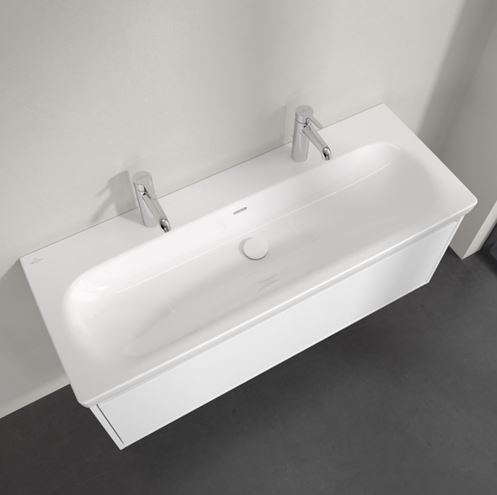 VILLEROY & BOCH SKYLA umyvadlo 120 cm, se 2 otvory pro baterie a přepadem, alpská bílá 5A51C401 Obrázek - fotka