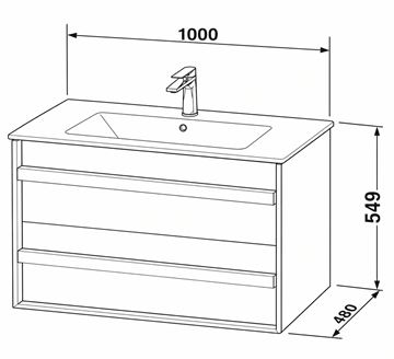 DURAVIT OCAVO skříňka pod umyvadlo 100x48x54,9 cm, 2 zásuvky, světlý dub OC45180H7H70000 Technický nákres