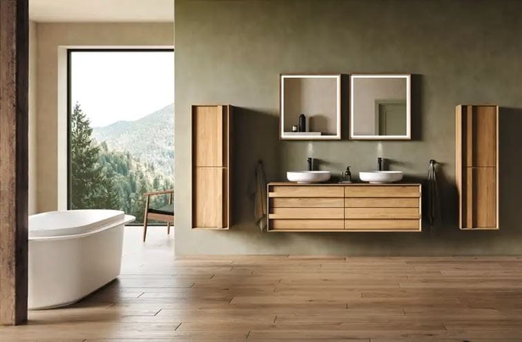 DURAVIT OCAVO nízká skříňka 40x36x132 cm, 2 dvířka, panty vlevo, přírodní dub OC1148LH5H50000 Obrázek - fotka