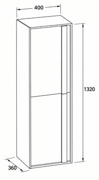 DURAVIT OCAVO nízká skříňka 40x36x132 cm, 2 dvířka, panty vlevo, světlý dub OC1148LH7H70000 Technický nákres