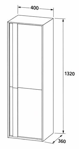 DURAVIT OCAVO nízká skříňka 40x36x132 cm, 2 dvířka, panty vpravo, světlý dub OC1148RH7H70000 Technický nákres
