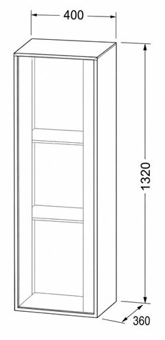 DURAVIT OCAVO nízká skříňka 40x36x132 cm, 1 dvířka, panty vlevo, přírodní dub OC1149LH5H50000 Technický nákres