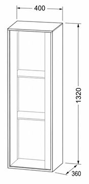 DURAVIT OCAVO nízká skříňka 40x36x132 cm, 1 dvířka, panty vlevo, černý dub OC1149LH6H60000 Technický nákres
