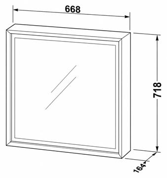 DURAVIT OCAVO zrcadlová skříňka 67x72x16 cm, osvětlení s regulací stmívání a el. zásuvkou, panty vlevo, dřevo, přírodní dub OC7120LH5H51000 Technický nákres