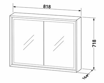 DURAVIT OCAVO zrcadlová skříňka 82x72x16 cm, osvětlení s regulací stmívání a el. zásuvkou, dřevo, přírodní dub OC71210H5H51000 Technický nákres