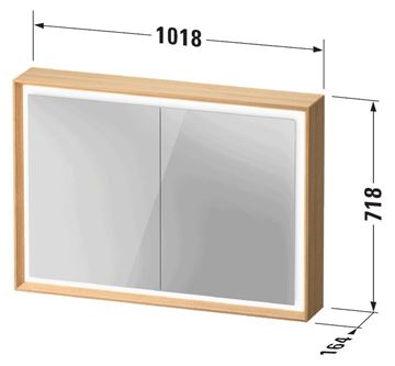 DURAVIT OCAVO zrcadlová skříňka 102x72x16 cm, osvětlení s regulací stmívání a el. zásuvkou, dřevo, přírodní dub OC71220H5H51000 Obrázek - fotka
