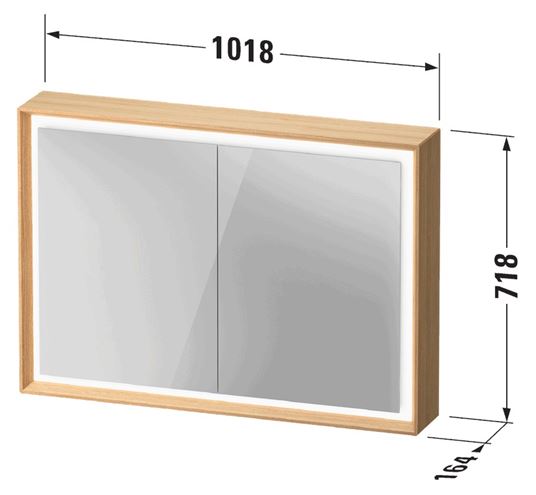 DURAVIT OCAVO zrcadlová skříňka 102x72x16 cm, osvětlení s regulací stmívání a el. zásuvkou, dřevo, přírodní dub OC71220H5H51000 Obrázek - fotka