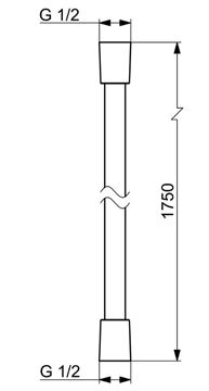 ORAS sprchová hadice 1750 mm, broušená ocel  290031-80 Technický nákres