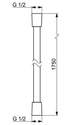 ORAS sprchová hadice 1750 mm, broušená ocel  290031-80 Technický nákres
