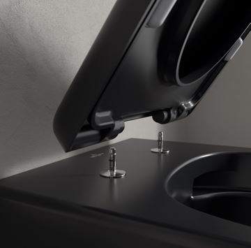 VILLEROY & BOCH SKYLA závěsné WC, se SoftClosing sedátkem, TwistFlush splachování, CeramicPlus, matná černá 5656CLR7 Obrázek - fotka