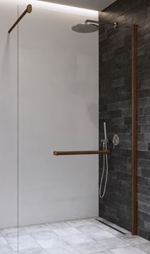 DUSCHOLUX AIR WOOD stěna walk-in 100x200 cm, dřevo Accoya wallnut/čiré sklo