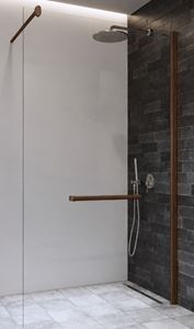 DUSCHOLUX AIR WOOD stěna walk-in 100x200 cm, dřevo Accoya wallnut/čiré sklo