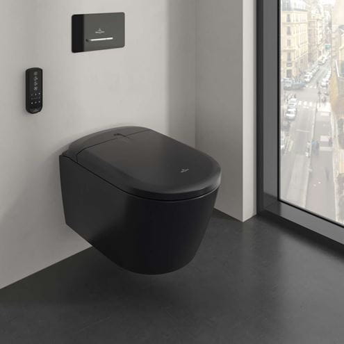 VILLEROY & BOCH SUPREO sprchovací WC s bidetovým sedátkem, SoftClosing, TwistFlush, CeramicPlus, matná černá V16EN2R7 Obrázek - fotka