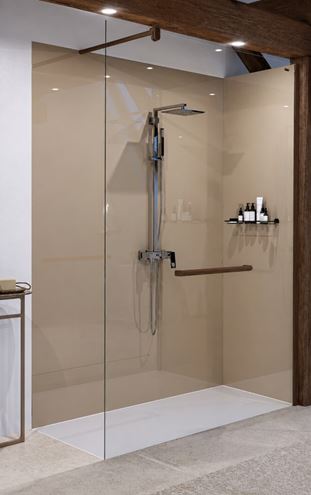 DUSCHOLUX AIR WOOD stěna walk-in 100x200 cm, dřevo Accoya wallnut/čiré sklo 526.20549000.751.. Obrázek - fotka