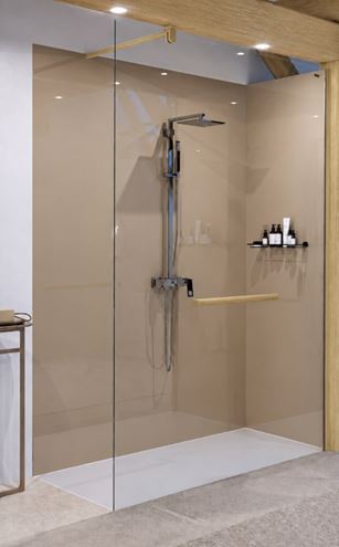 DUSCHOLUX AIR WOOD stěna walk-in 120x200 cm, pravá, dřevo Accoya natural/čiré sklo 526.20541200.751 Obrázek - fotka
