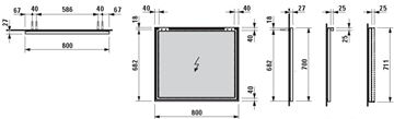 LAUFEN FRAME 25 zrcadlo 80x70 cm H4474049001441 Technický nákres